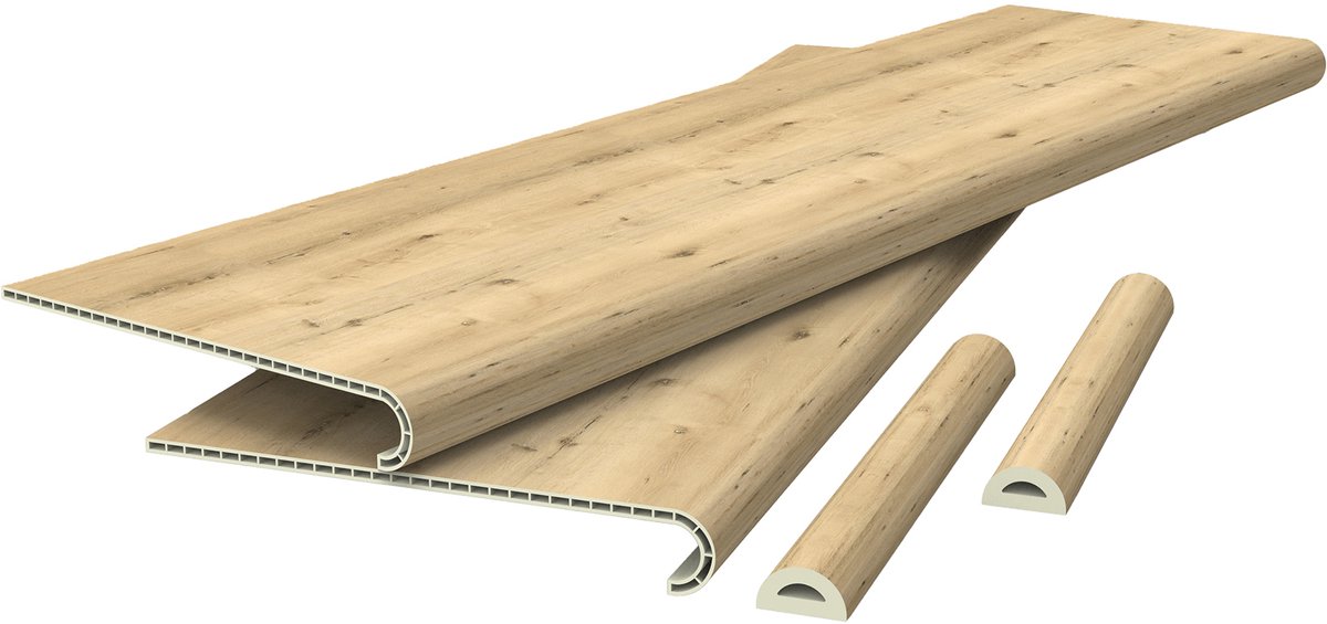 Overzettreden stootborden set van 2 PVC 120x32x4,6 cm naturel NEU.HOLZ