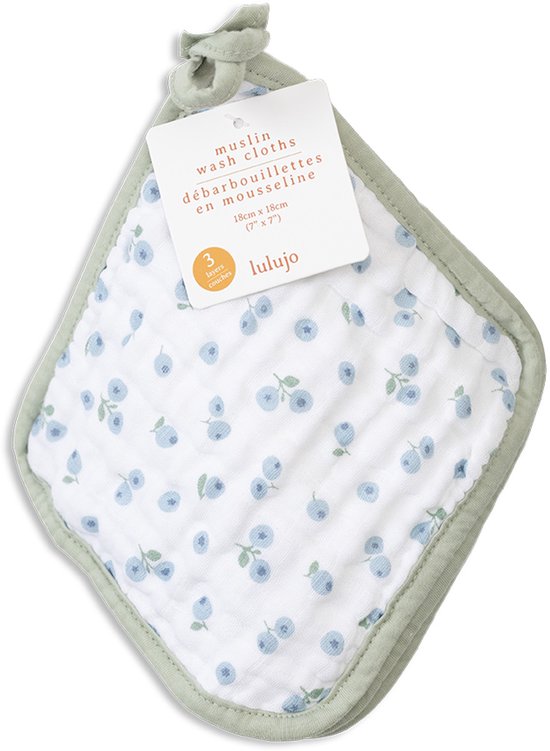 Mousseline washandjes - 3-pack - Greenery & Blueberries — afbeelding 2