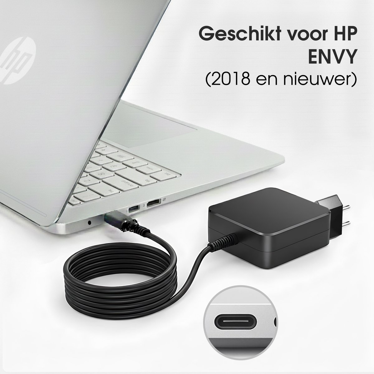 65W USB-C Laptop oplader voor HP ENVY – Alle modellen vanaf 2018 – Kabel + Adapter