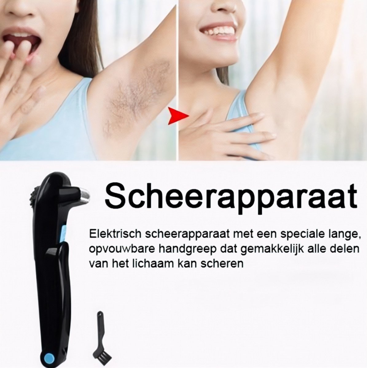 Elektrisch Rug Scheerapparaat met Lange Steel – 180° Opvouwbaar & Oplaadbaar | Heren Bodygroomer voor Rug, Nek, Armen & Benen |Zelfstandig & Pijnloos Scheren — afbeelding 5