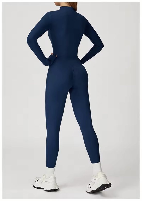 Volt Zip Long Jumpsuit - Maat M - Blauw - Gevoerde Long Sleeve Dames Jumpsuit - Ocean Teal — afbeelding 3