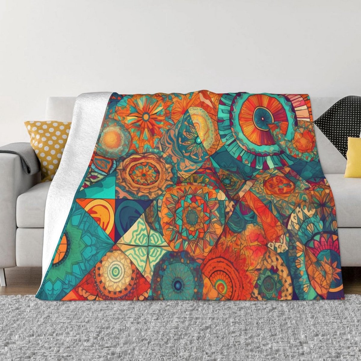 Zachte Flanellen Deken Decoratief Patchwork voor Bank en Bed - Ideaal als Plaid voor Alle Seizoenen