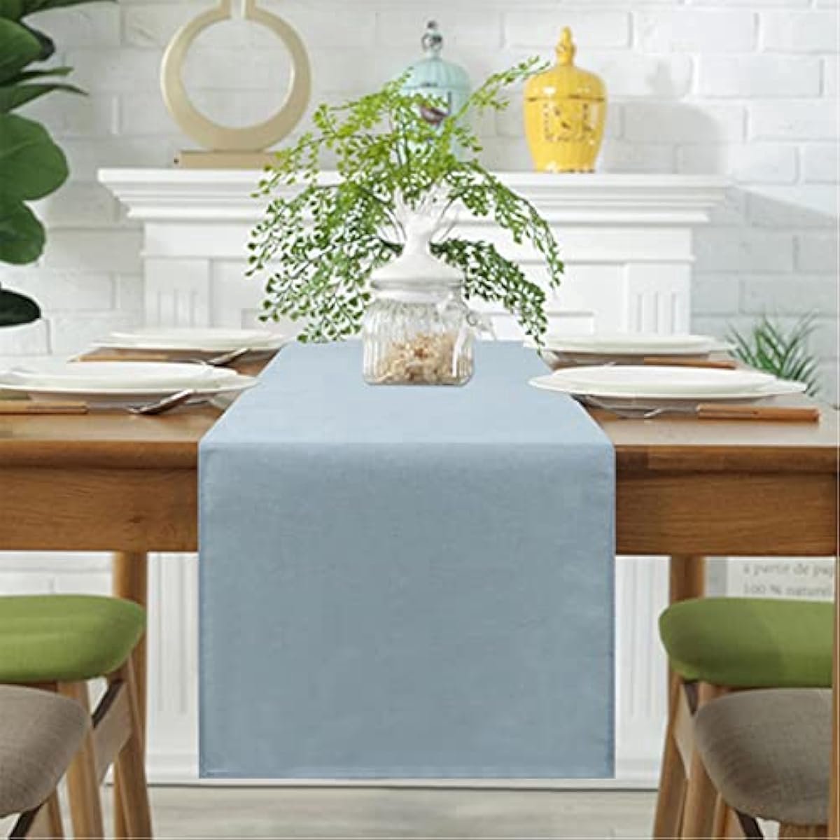 Stunq® Tafelloper Lente, modern, afwasbaar, tafelloper, linnenlook, waterafstotend, voor eetkamer, party, vakantie, decoratie (lichtblauw, 40 x 140 cm)