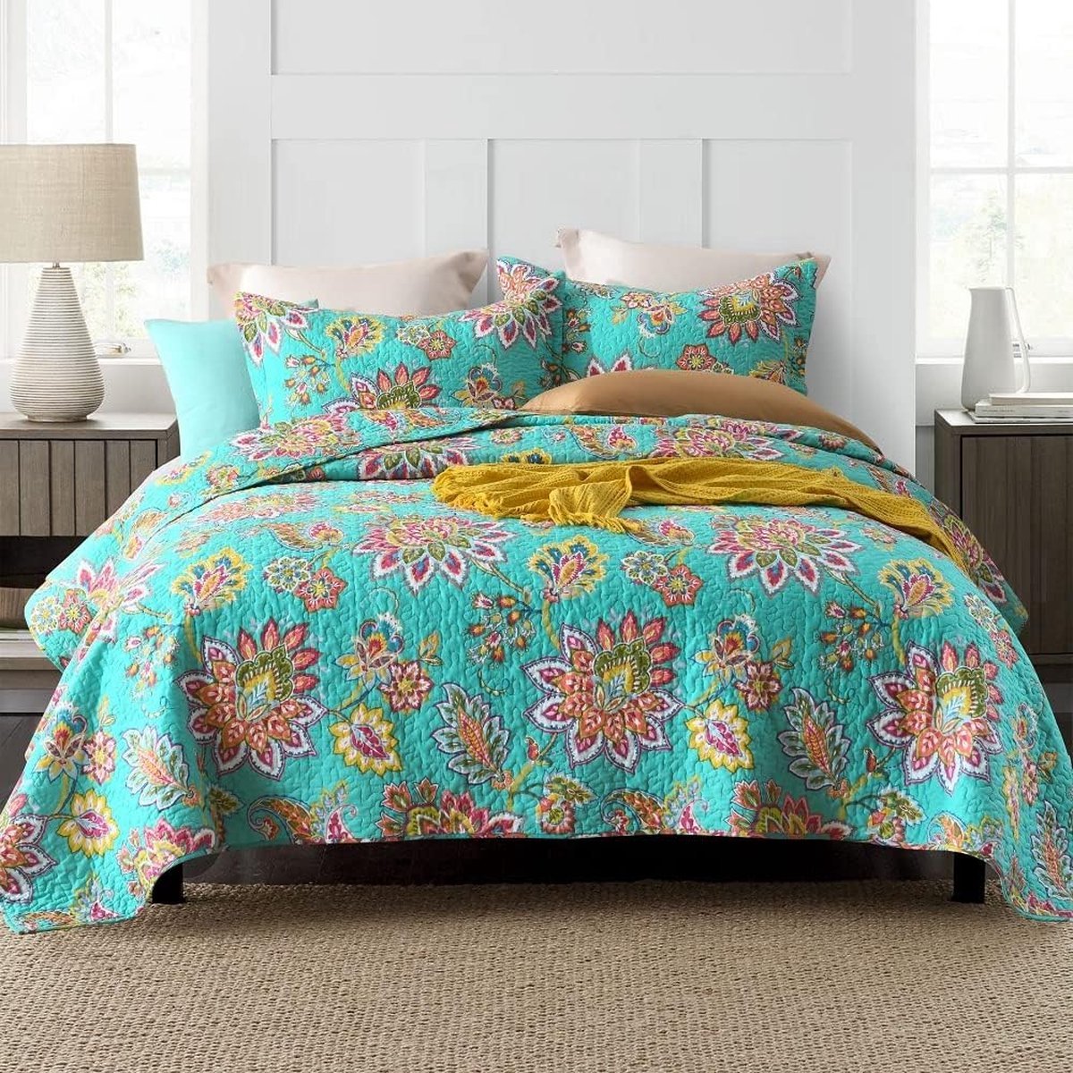 Stunq® Stijlvolle Katoenen Bedsprei Set met Vintage Bohemian Patchwork Ontwerp - King Size