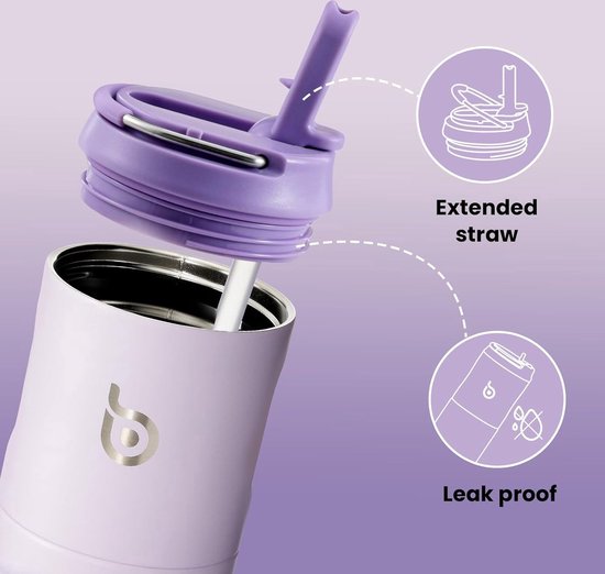 Geïsoleerde Waterfles Met Rietje - 1800 Ml Roestvrijstalen Thermosfles Voor Reizen Kamperen En Sport