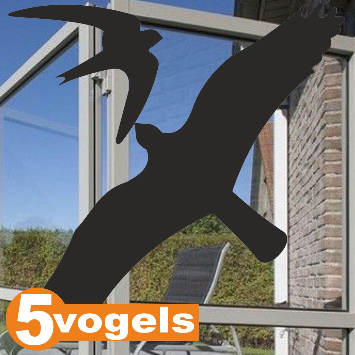Jerma - Vogels - Raamstickers - set 5 st - 5 div. afmetingen - Zwart - Zelfklevend - Plasticfolie