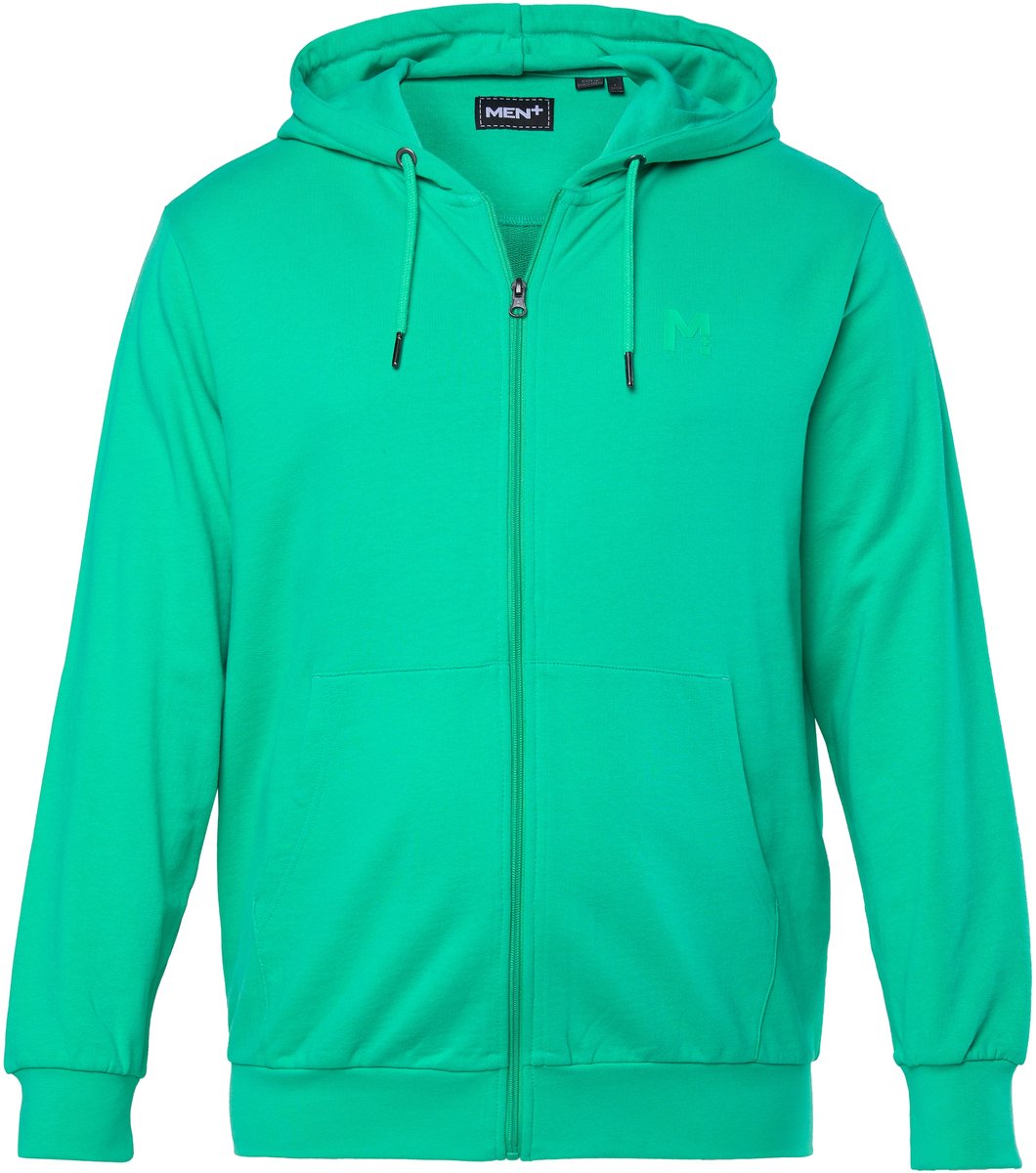 Men Plus - Heren - Trainingsjasje met capuchon basic - Smaragdgroen - Maat L