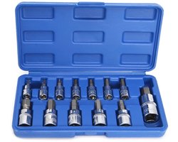 Beiky 13-delige Inbus Doppenset - Hex Bit Dopsleutelset - Metrisch (MM) - 1/4", 3/8" & 1/2" Aansluiting - Chroom-Vanadium Staal