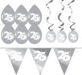 Versierings Pakket Metallic Zilver "25" (M)