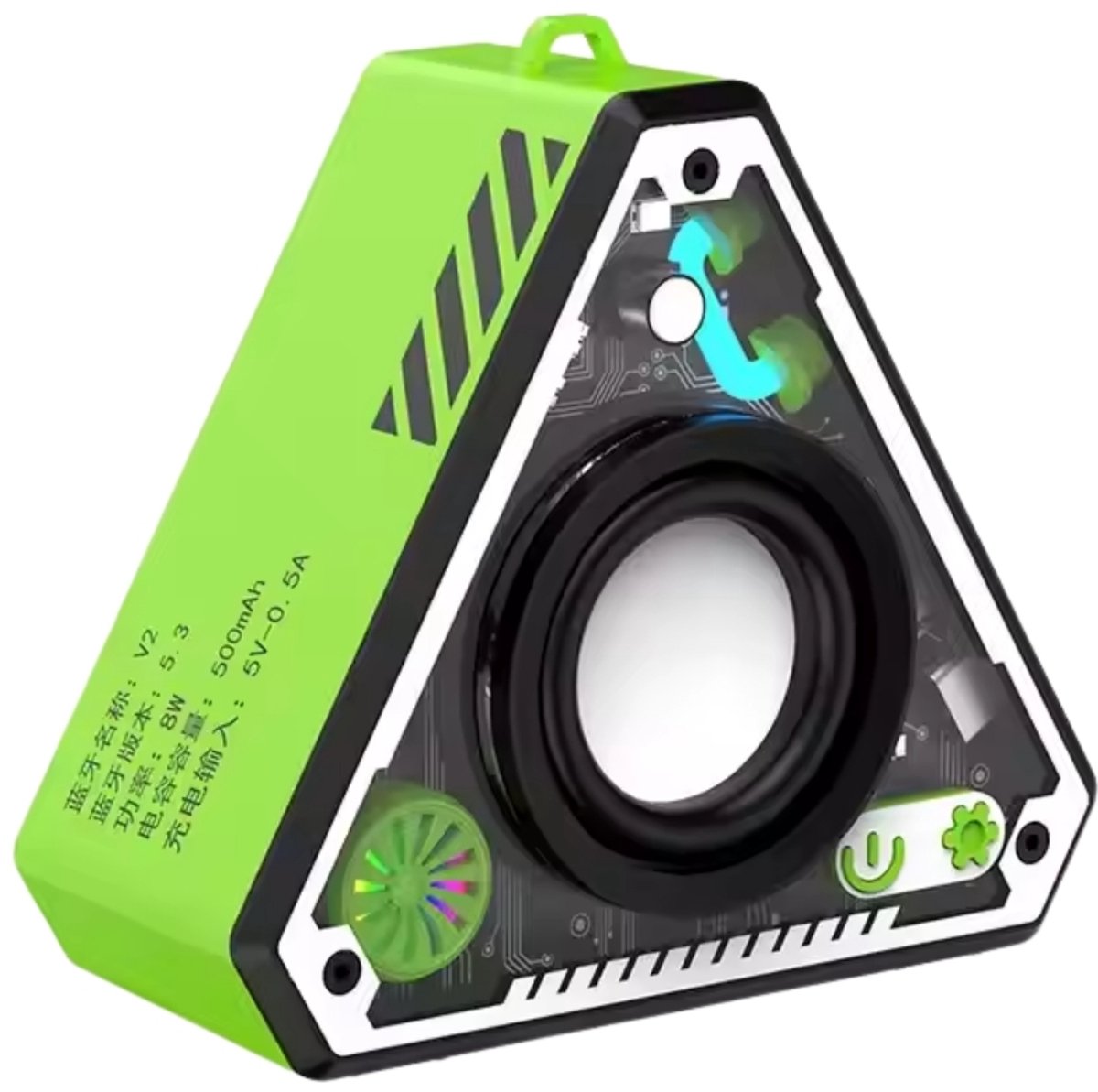 TriBeam RGB Bluetooth Speaker – 360° Surround Sound – Futuristisch Driehoek Design – 5W Speaker – TWS Pairing – Draagbaar – Groen