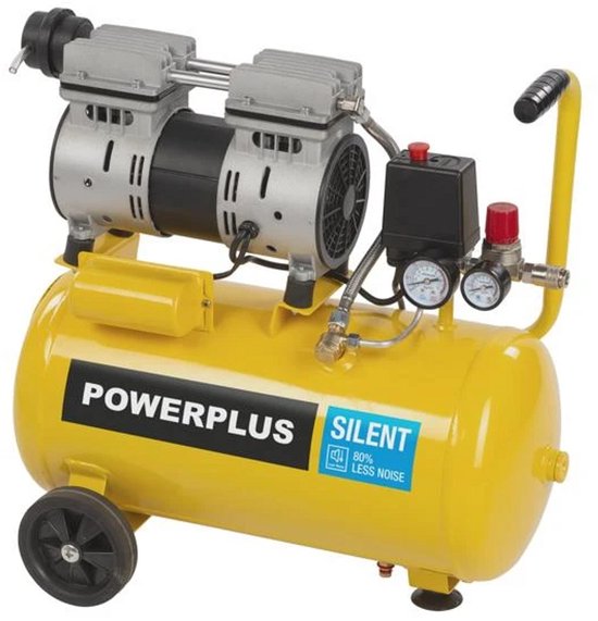 Powerplus - Yellow - POWX17260S - Inductiemotor - Compressor - geen olie 750W 24L geluidsarm - 3 acc. — afbeelding 4