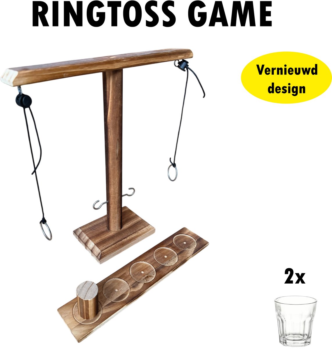 Femur® Ring Toss Game – Inclusief 2 Shotglaasjes - Drank Spelletjes – Gezelschapsspel – Drankspel TikTok – Ring Gooien – Shot Spel - Ringtoss