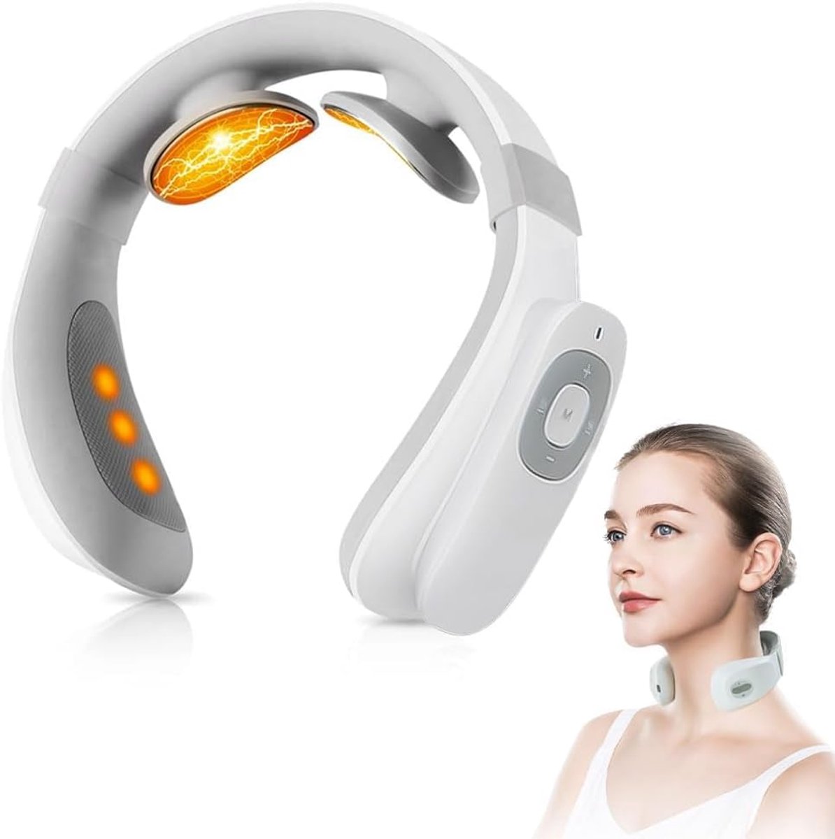 Nekmassage apparaat - Elektrisch Nekmassage Apparaat - Nekmassage - Draagbare Verwarmde Nekmassager - Slimme Elektrische Massager - 3D Elektrodepads Verwarming - Perfect voor Mannen - Vrouwen - Kerstcadeau - Kerstversiering - Kerst