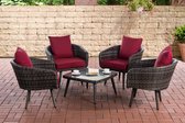 Clp Ameland Lounge set - 1,25 mm vlak Polyrotan - Zithoogte 40 cm - - Kleur onderstel Grijs gemeleerd Rood