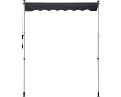 Klemmmarkise 200x150 cm, Hoogte Verstelbaar 1.7-2.8m, Met Handkurbel, Aluminium Frame, Grijs, Voor Balkon en Terras