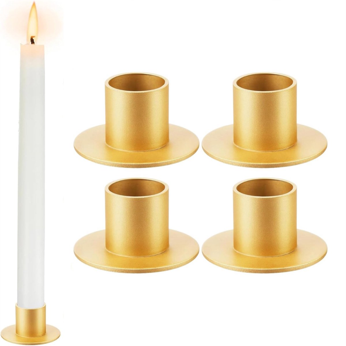 QTTVBTNA - Kandelaars - Ijzer kaarsenhouders - Decoratie voor feest, woonkamer, bruiloft, romantische diner - Geschikt voor kaarsen met een diameter tot 2,2 cm - Goud- 4 stuks