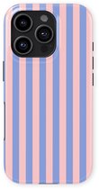 DripCase Gestreept Hoesje geschikt voor iPhone 16 Pro | Backcover met Mag | Stripes Motief | Trendy Case geschikt voor iPhone 16 Pro met Strepen Milkshake