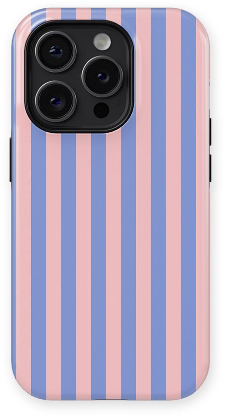 Mobiq - Stripes Backcover avec Magsafe compatible avec iPhone 15 Pro Max - Milkshake