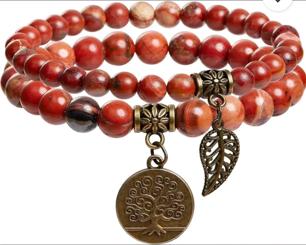S4H Turquoise Keizer Jaspis Armband – 2-delige Set – Emperor Jasper Edelsteen voor Bescherming, Rust & Aarding – Tree of Life Armband – Handgemaakt Unisex Sieraad