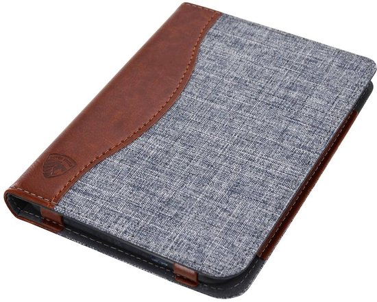Hoesje Geschikt voor Kobo Clara 2E Jeans Sleepcover - Book Case Hoes Cover - Blauw / Cognac - ereader hoesje - cover van Merkloos — afbeelding 3