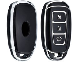 Autosleutel Hoesje geschikt voor Hyundai i20 - i30 - ix20 - ix35 - Bayon - ionic electric - Kona - Kona Electric - Santa FE - Tucson - IONIQ 5 - IONIQ 6 - Nexo - TPU Cover - Sleutelcover - Autosleutelhoesje - Autosleutel Cover - zwart -z