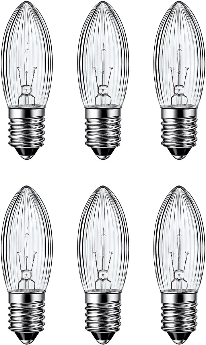 DEGG® Kerstlampjes E10 – 6 Stuks – 8V 3W – Geschikt voor 30-lamps kerstverlichting – Dimbaar – Voor Binnen