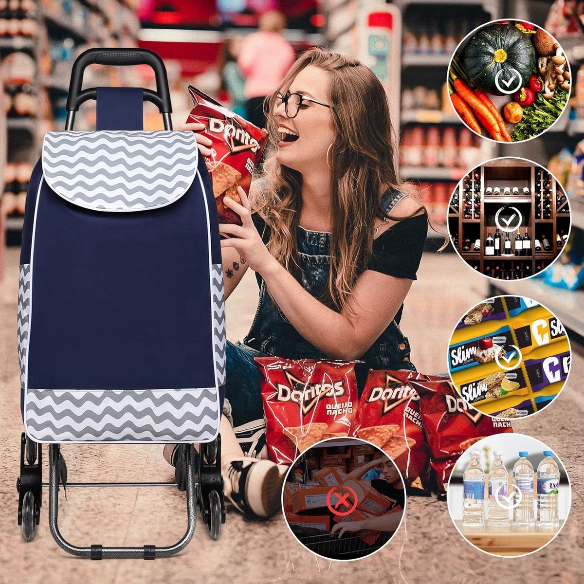 Stunq® Boodschappentrolley met Wielen 40 Kilograms