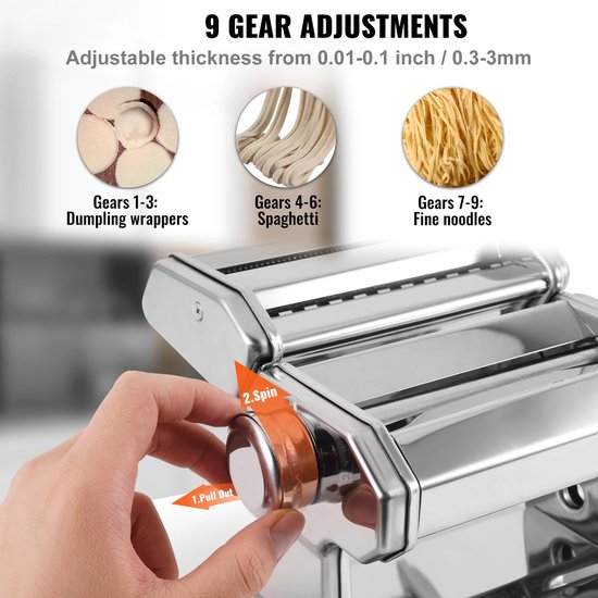 VEVOR - Pastamachine - Pastamaker - Pasta Machine - Deegmachine - Pastamachines - RVS - Snijmachine - Pasta en Noodles - Zilver van Merkloos — afbeelding 2