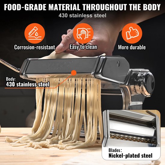 VEVOR - Pastamachine - Pastamaker - Pasta Machine - Deegmachine - Pastamachines - RVS - Snijmachine - Pasta en Noodles - Zilver van Merkloos — afbeelding 4