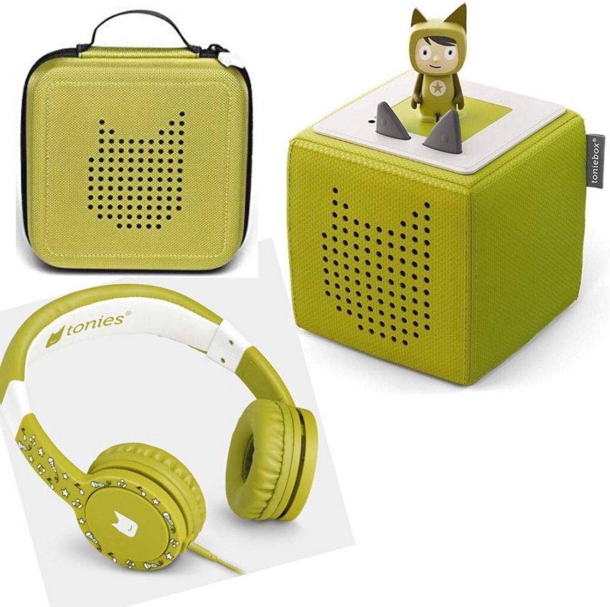 Toniebox Starterset Groen met Opbergbox voor Kinderhoofdtelefoons