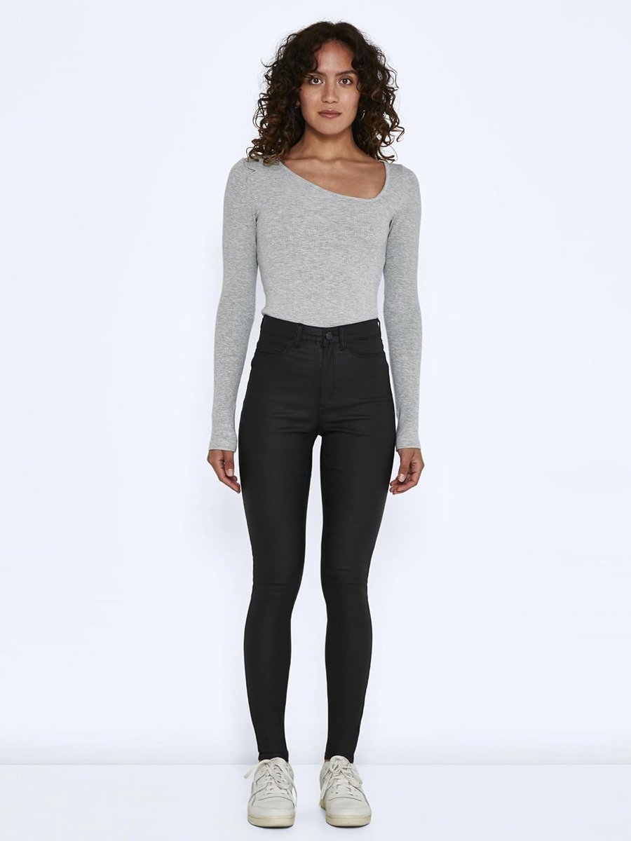 Dames Skinny Broek met Coating, Hoge Taille Pasvorm