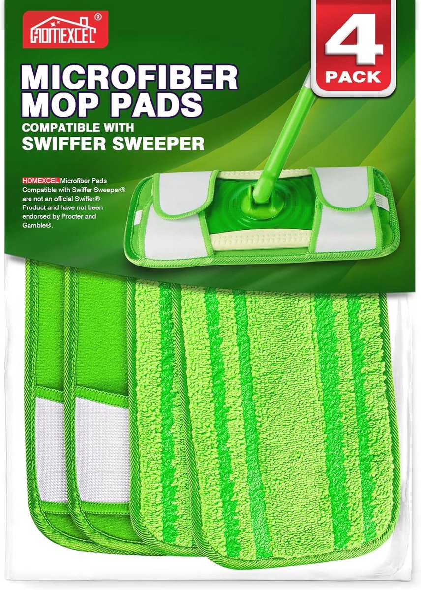 Herbruikbare microvezel dweilpads - 4-pack voor vloerreiniging