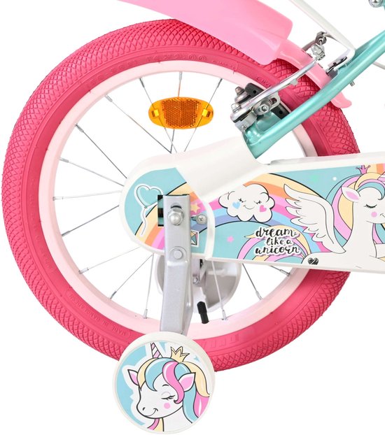 Volare Unicorn Kinderfiets - Meisjes - 16 inch - Groen - Twee Handremmen van Volare — afbeelding 4