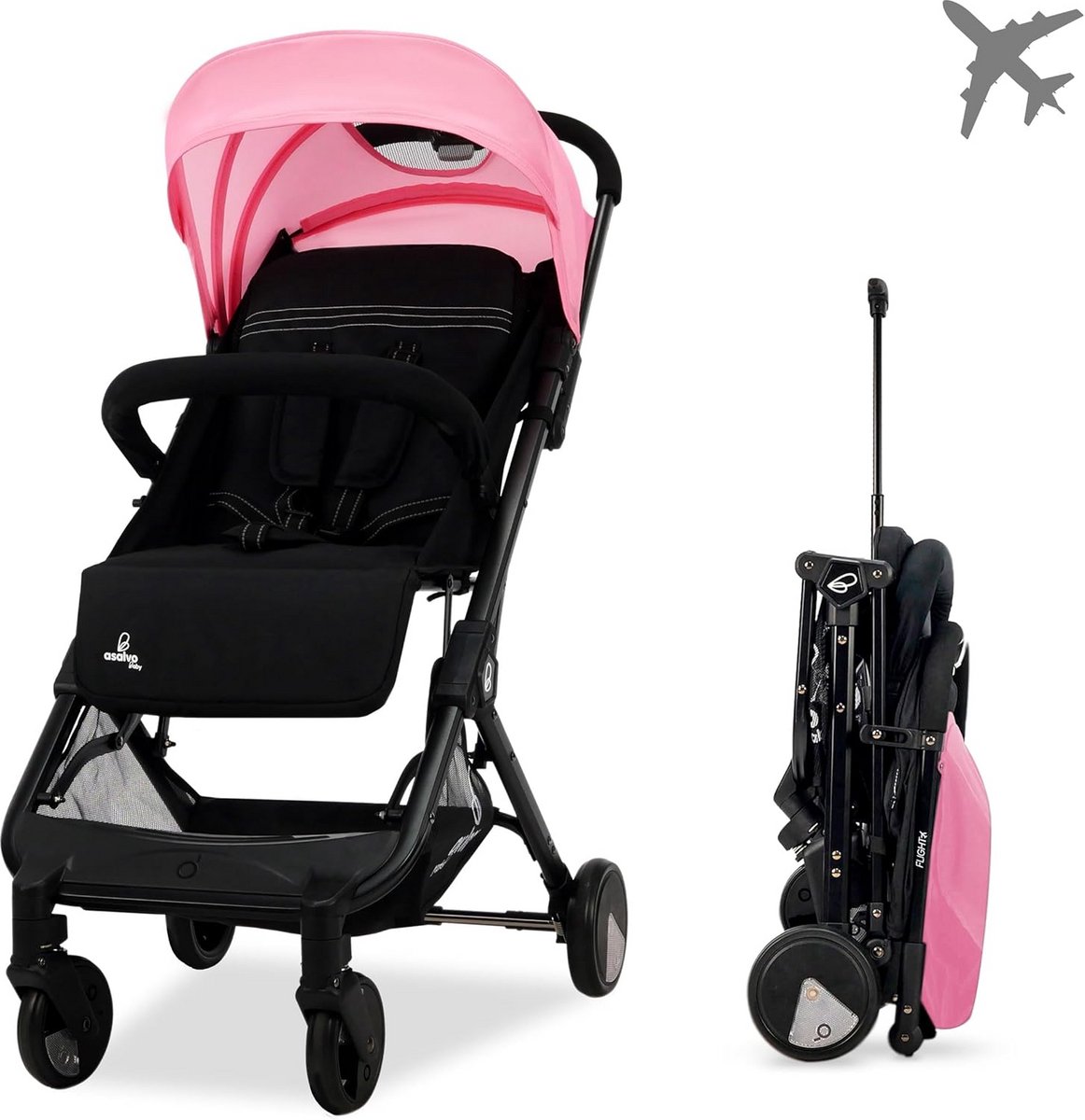 Lichte, Compacte Kinderwagen Inklapbaar met Trolleygreep Handbagage Geschikt Vanaf Geboorte