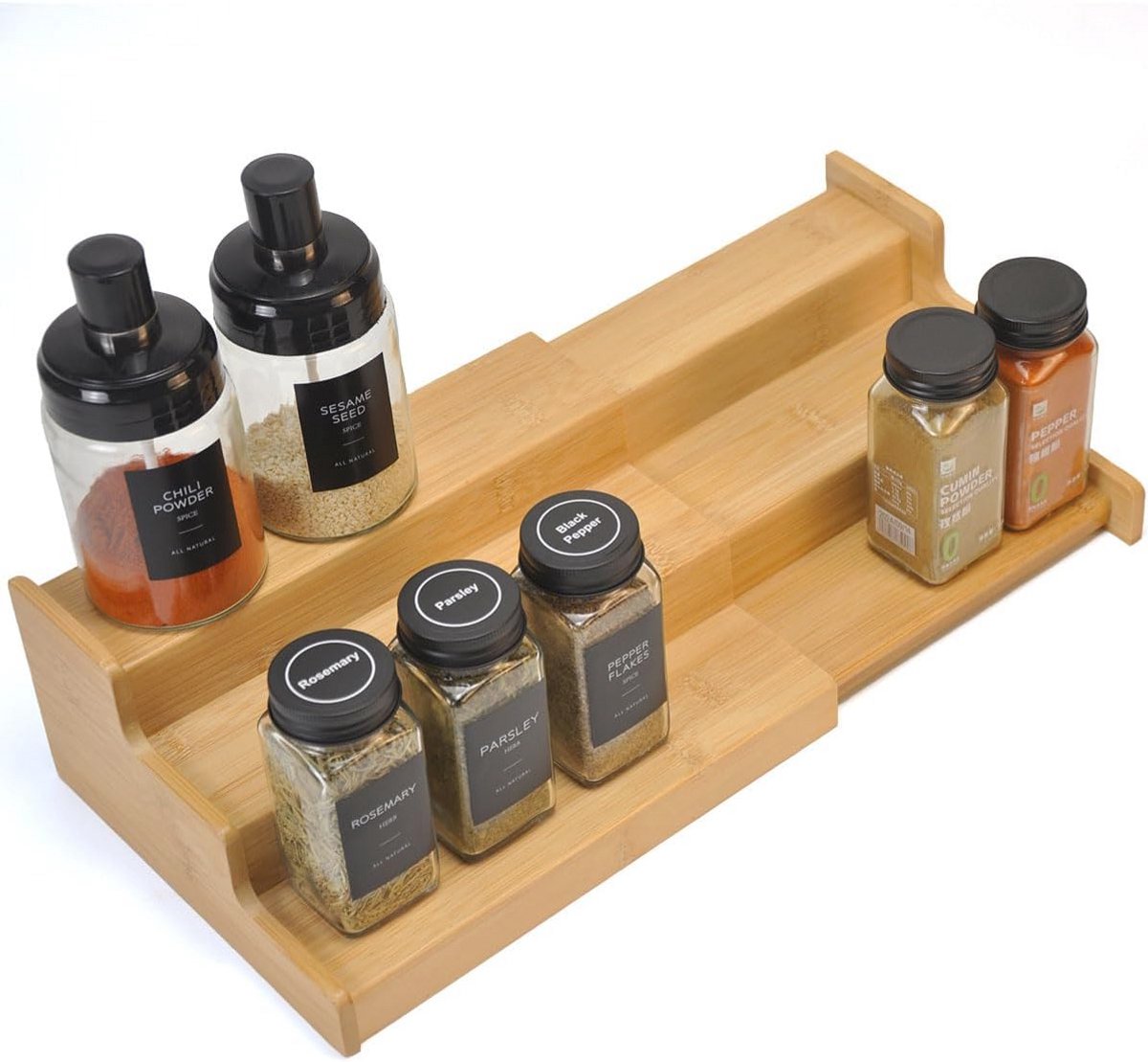 Verstelbare 3-Tier Kruidenrek Organizer voor Kast - Bamboe