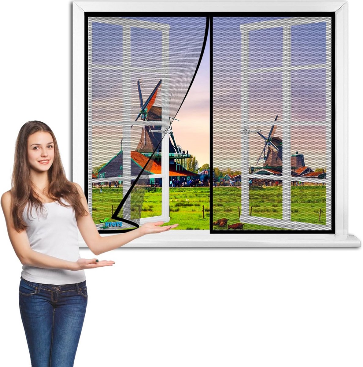 Hordeur voor Ramen en Deuren zonder Boren - Insectenwerend Vliegengaas 165x70 cm