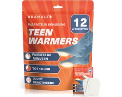 Bramble – 24 Teenwarmers (12 Paar) – Voetwarmers Zelfklevende Pads voor Schoenen & Laarzen – Luchtgeactiveerd Voetenwarmer – Outdoor, Wandelen, Skiën, Fietsen