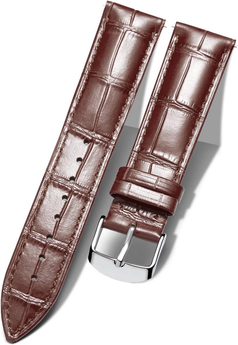 Luxe Horlogeband Leer met Krokodillenreliëf - Quick Release Waterdicht voor Dames en Heren