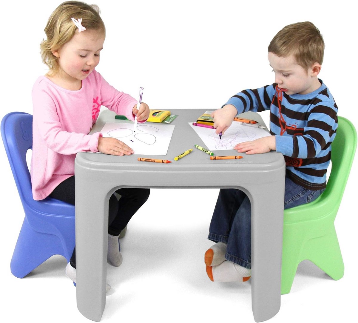 Multifunctionele Kindertafel met 2 Stoelen voor Binnen en Buiten Spelen