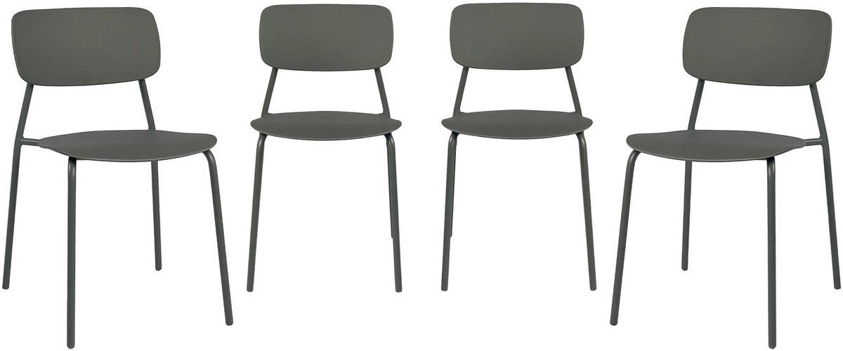 sweeek - Set van 4 stapelbare tuinstoelen van staal en kunststof - liva