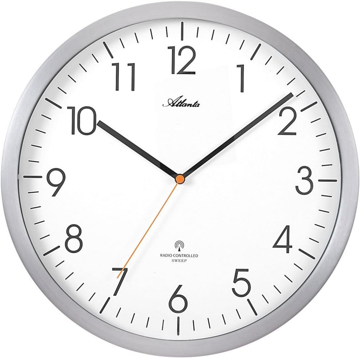 Ronde wandklok met radiografische sturing - Zilverkleurig, 30,5 cm