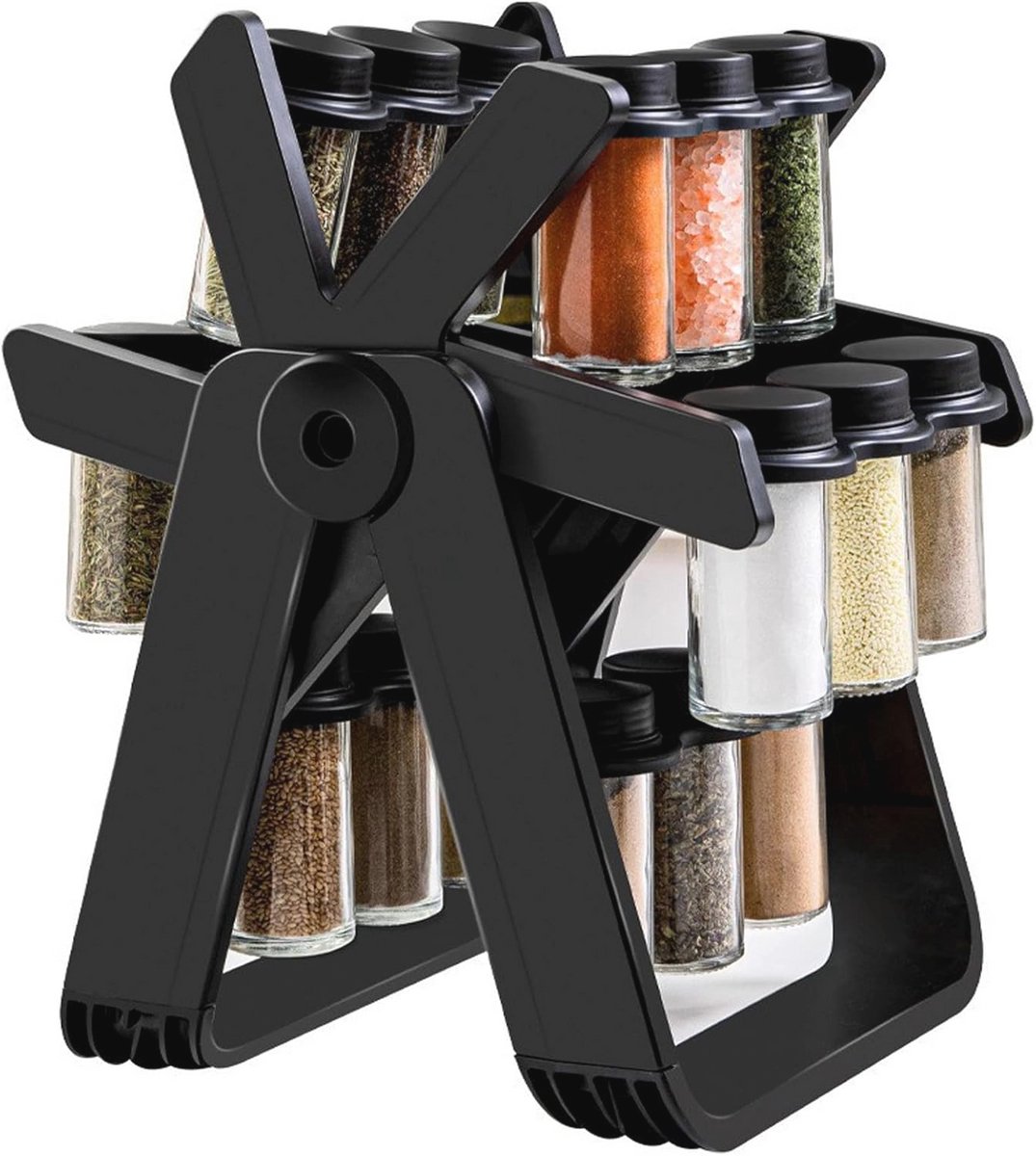 Rotating Spice Rack Organizer met 18 Glazen Kruidenpotten - 360 Graden Roterend