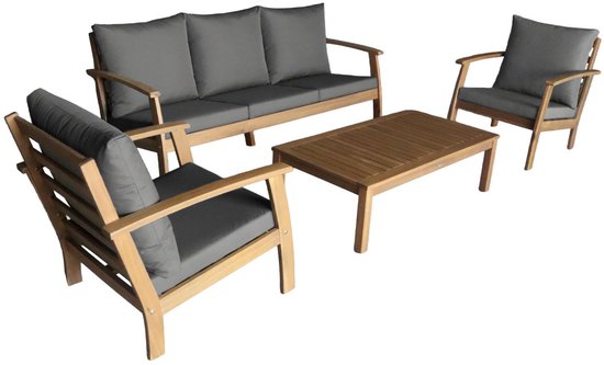 sweeek - Tuinset 5 personen van acaciahout met een bank, een tafel, twee stoelen - ushuaïa