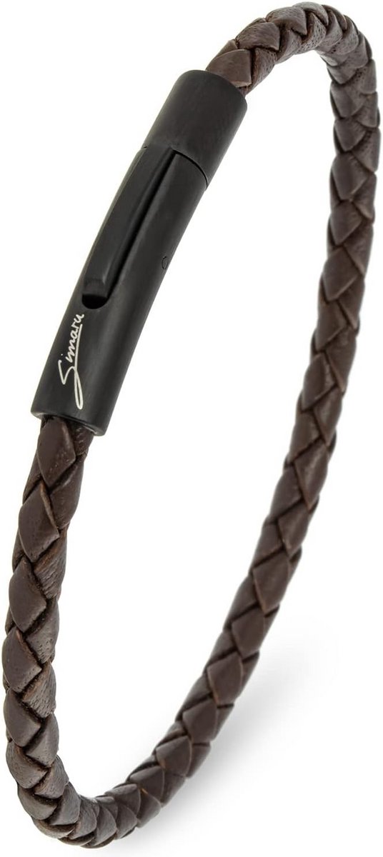 Lederen Armband Gevlochten 4mm voor Dames en Heren met Stalen Sluiting
