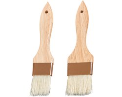 Mmgoqqt - 2 Stuk - Varkensharen - Brede Kwast - Houtkleur - 21 Mm - Efficiënt Schoonmaken - StofVrij