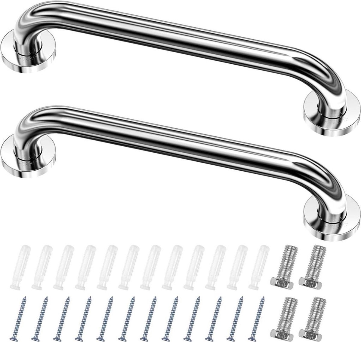 Douche- en badgrepen van roestvrij staal, antislip handgrepen Geschikt voor aan de muur, set van 2 stuks van 30 cm, geschikt voor ouderen en kinderen.