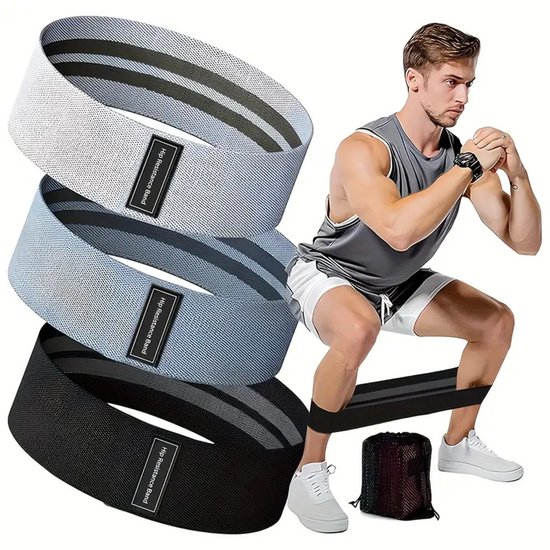 Weerstandsbanden voor training - Stoffen oefenbanden voor benen en billen - Trainingsbanden voor vrouwen en mannen - Booty Band voor yoga, pilates en thuistraining (startersset)