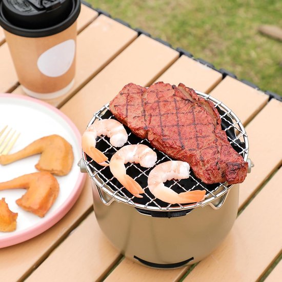 Grill - Draagbare houtskoolgrill - Mini houtskoolgrill van roestvrij staal - Kleine buitengrill - Geschikt voor kamperen, barbecueën in de achtertuin, campers en picknicks (Groen) van Merkloos — afbeelding 5