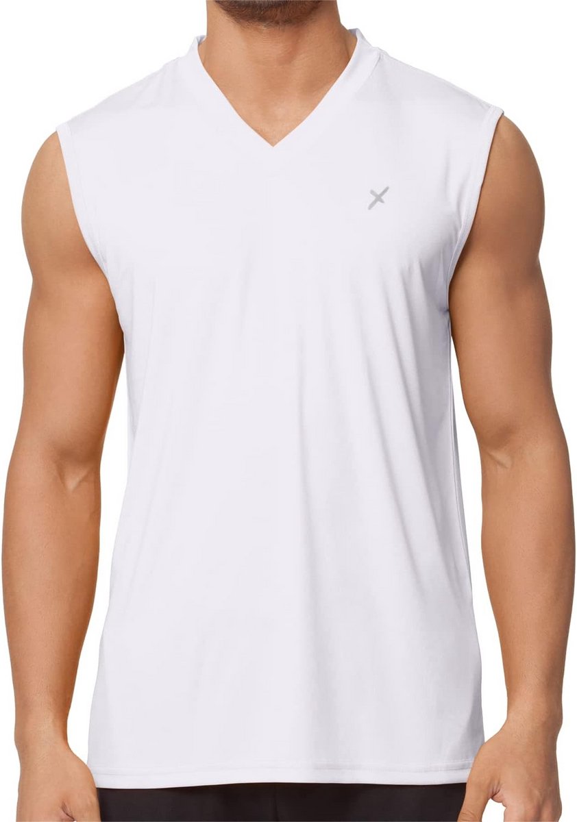 Sportshirt Heren Lichtgewicht Fitness Muscle Shirt V-hals
