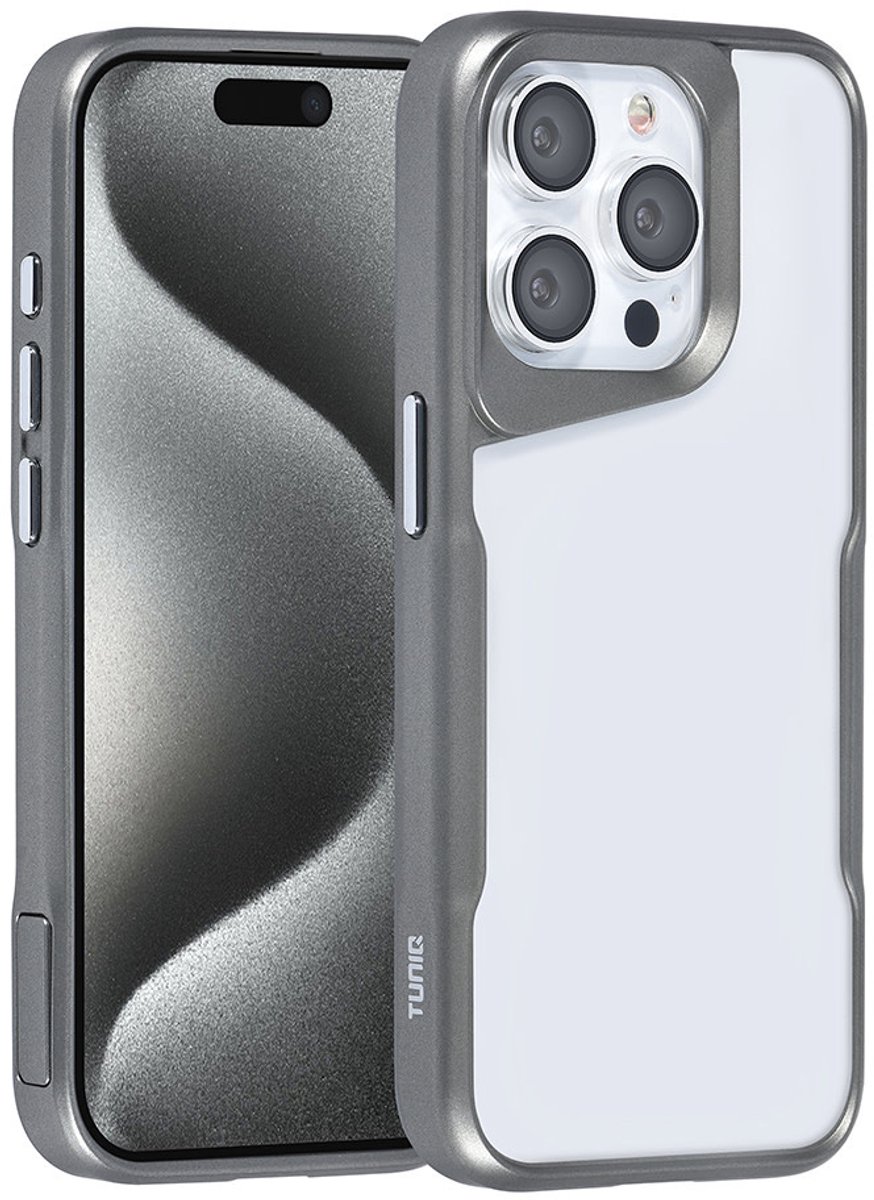 TUNIQ telefoonhoesje voor Apple iPhone 15 Pro - Siliconen backcover - Grijs